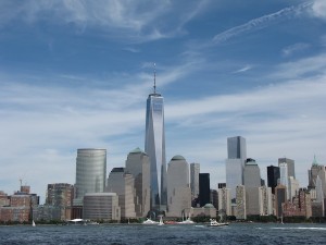 The New York City skyline, with One World Trade Center — a natural for photography — standing tallest, seen from the Jersey City, N.J., pier.