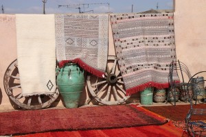 Carpets on display in Marrakech, Morocco