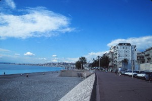The beach in Nice, where my younger nephew and I chose not to camp one night in August 1986.