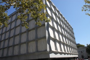 Exterior of the Beinecke Rare Book & Manuscript Library on the Yale University campus.