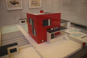 A model house, in the Bauhaus Museum, based on a design that originated with the Bauhaus movement.