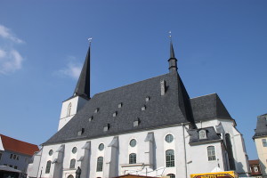 The gorgeous Herder Church seen in the heart of Weimar, one of many attractions that make the town so nice to look at.