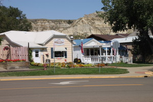 Houses in Medora, a charming small town at the entrance to the Theodore Roosevelt National Park in North Dakota. 