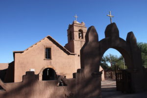 San Pedro’s church as it appeared this year, after it was refurbished and restored to its original natural reddish brown adobe.