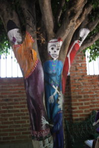 Even a tree near Ajijic’s central square features artwork, in this case, with a Day of the Dead theme.