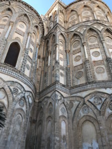 Decorative exterior of the Monreale Cathedral apse. 