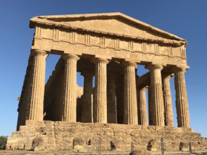 Temple of Concord at the Valley of the Temples at Agrigento. This temple is the model for the UNESCO logo. 