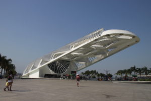 Ultra-futuristic Museum of Tomorrow in Rio de Janeiro’s revitalized port district.