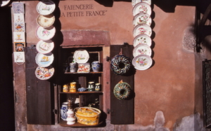 One merchant’s artfully organized product display.