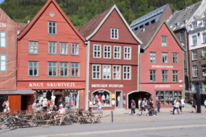 A closer look at three houses among the 11 included in the Bryggen UNESCO World Heritage Site.