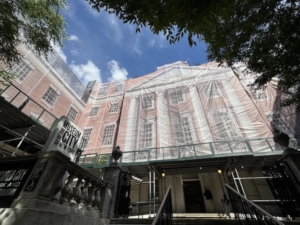 Exterior of the Museum of the City of New York, site of“The Occupied City” exhibition, open through May 1, 2027. The scaffolding, reflecting repair and restoration work on the exterior, has no effect on visits.