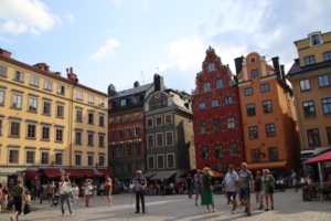 Stortorget (Grand Square), in the heart of Old Town, site of a Christmas market when I first saw it in 1990. Our lunch site this year was under the red awning at left.