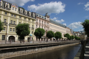 The heart of Karlovy Vary is distinguished by the rows of elegant houses lining the Tepla River — and quickly accessible from the Grandhotel.