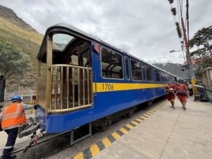 PeruRail cars readied for the journey from Ollantaytambo to Machu Picchu Pueblo, the village that sits below the famed Machu Picchu site.