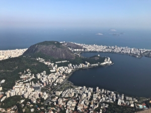 Above, a grand view of Rio de Janeiro from Corcovado and, below, another such view but one that provides a good look at Sugarloaf.