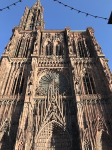 The world-renowned Strasbourg Cathedral, built of red sandstone and centuries in the making.