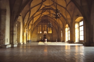 The 16th century Vladislav Hall, part of the Prague Castle. It has been used for a wide array of events from its first days to the present.